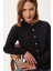 Kalp Nakışlı Şık Düğmeli Triko Hırka LNX0008 Siyah 1