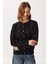 Kalp Nakışlı Şık Düğmeli Triko Hırka LNX0008 Siyah 2