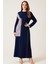 2754 Sıfır Yaka Önü Boncuk Detaylı Etek Ucu Fermuarlı Iki Iplik Tam Boy Elbise #09-25# 1