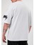 Unisex Bisiklet Yaka Baskılı Oversize T-Shirt - Beyaz -Vlmr 3