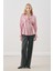 Pile Detaylı Gömlek Pembe Çizgili 2