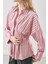Pile Detaylı Gömlek Pembe Çizgili 4