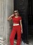Crop Pantolon Biyeli Takım Kırmızı 5