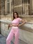 Crop Pantolon Biyeli Takım Pembe 2