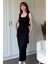 Yandan Bağlamalı Modal Askılı Siyah Elbise 2