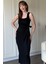 Yandan Bağlamalı Modal Askılı Siyah Elbise 8