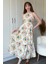 Halter Yaka Çiçekli Midi Elbise 7