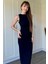 Drapeli Midi Lacivert Elbise 5
