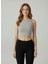 Pamuklu Halter Yaka Fitilli Crop 3'lü Paket Siyah Beyaz Gri 7
