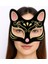 Siyah Renk Süet Kaplama Üzeri Pembe Sarı Simli Kedi Maskesi 17X14 cm 1