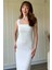 Beyaz Askılı Maxi Elbise 1