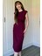 Önden Bağlamalı Bordo Midi Modal Elbise 3