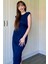 Önden Bağlamalı Lacivert Midi Modal Elbise 1