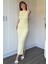 Gofre Kumaş Sarı Midi Elbise 6