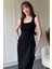 Yandan Bağlamalı Modal Askılı Siyah Elbise 1