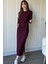 Bağlamalı Modal Uzun Kollu Midi Bordo Elbise 6