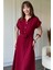 Keten Gömlek Bordo Elbise 2
