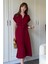 Keten Gömlek Bordo Elbise 6