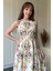 Halter Yaka Çiçekli Midi Elbise 3