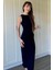 Drapeli Midi Lacivert Elbise 7