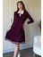 Polo Yaka Uzun Kollu Bordo Elbise 3