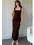 Kahverengi Askılı Maxi Elbise 4