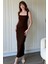 Kahverengi Askılı Maxi Elbise 7