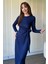 Bağlamalı Modal Uzun Kollu Midi Lacivert Elbise 6