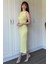 Drapeli Midi Sarı Elbise 3