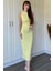 Drapeli Midi Sarı Elbise 4