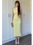 Drapeli Midi Sarı Elbise 8