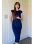 Önden Bağlamalı Lacivert Midi Modal Elbise 3