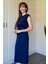 Önden Bağlamalı Lacivert Midi Modal Elbise 7