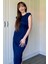 Önden Bağlamalı Lacivert Midi Modal Elbise 6