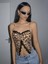 Kadın Leopar Desenli Crop Önden Dantel Detaylı 5095 1