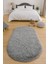 Gri Oval Post Halı Peluş Yumuşak Kaymaz Dot Taban Antibakteriyel Makinada Yıkanabilir Yolluk 1