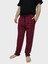 Büyük Beden Pijama Altı - Unisex Battal Beden Cepli %100 Cotton Checkered Plaid Tek Alt Pijama-Bordo 1