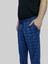 Büyük Beden Pijama Altı -Unisex Battal Beden Cepli %100 Cotton Checkered Plaid Tek Alt Pijama-Indigo 3