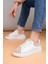 LC109 Beyaz Bej Süet Kadın Sneaker 1
