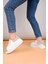 LC109 Beyaz Bej Süet Kadın Sneaker 2
