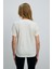 Alıne Kadın %100 Organik Pamuk Derin V Yakalı Comfort Fit Ekru T-Shirt 5