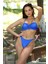 Marsilyan- Kadın Dönmeli Straplez Saks Bikini 1
