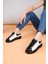 LC109 Beyaz Siyah Cilt Siyah Taban Kadın Sneaker 3