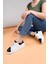 LC109 Beyaz Siyah Cilt Beyaz Taban Kadın Sneaker 3
