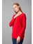 Kadın Kırmızı Reglan Kol Simli Detaylı Yuvarlak Yaka Triko Bluz 3