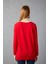 Kadın Kırmızı Reglan Kol Simli Detaylı Yuvarlak Yaka Triko Bluz 5
