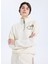D5WL-SWT3595 Krem Dik Yaka Relaxed Baskılı Kadın Sweatshırt 1