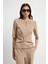 Toka Detaylı Kısa Kollu Bluz Camel 11545552000 1