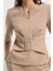 Toka Detaylı Kısa Kollu Bluz Camel 11545552000 2