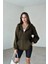 Kadın 3 Iplik Oversize Kapüşonlu Fermuarlı Hırka Sweatshirt 1